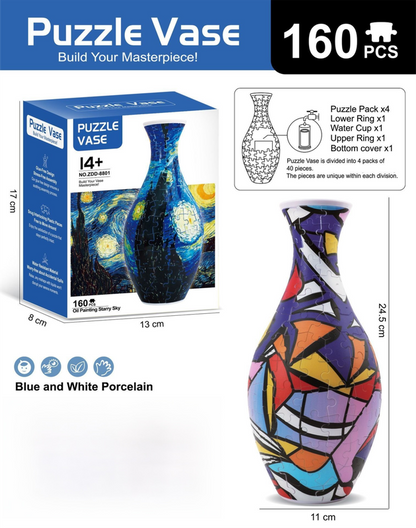160 PCS Pop Art 3D Puzzle Vase - DIY Interlocking Flower Vase Kit, Home Decorative and Toy Gift for Mom V888-ELOSUNG42359