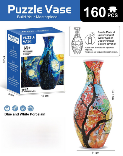 160 PCS Autumn 3D Puzzle Vase - DIY Interlocking Flower Vase Kit, Home Decorative and Toy Gift for Mom V888-ELOSUNG42360