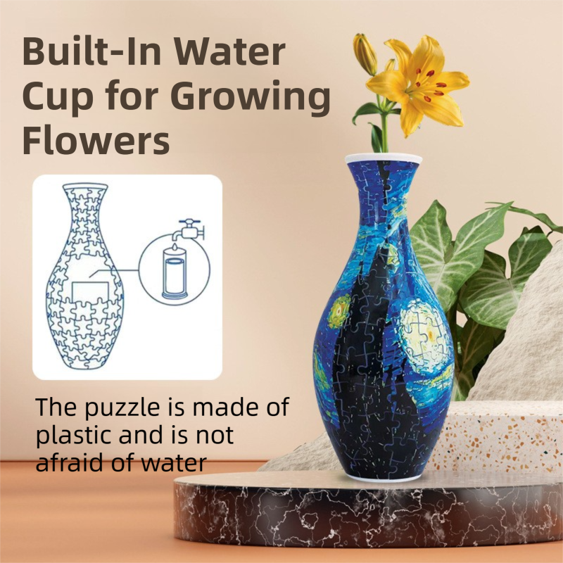 160 PCS Autumn 3D Puzzle Vase - DIY Interlocking Flower Vase Kit, Home Decorative and Toy Gift for Mom V888-ELOSUNG42360