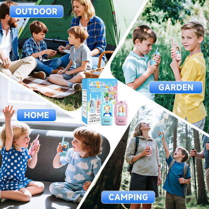 2-Pack Mini Wireless Video Intercom Set for Children(Blue & Pink) - Educational and Interactive V888-ELOSUNG42361