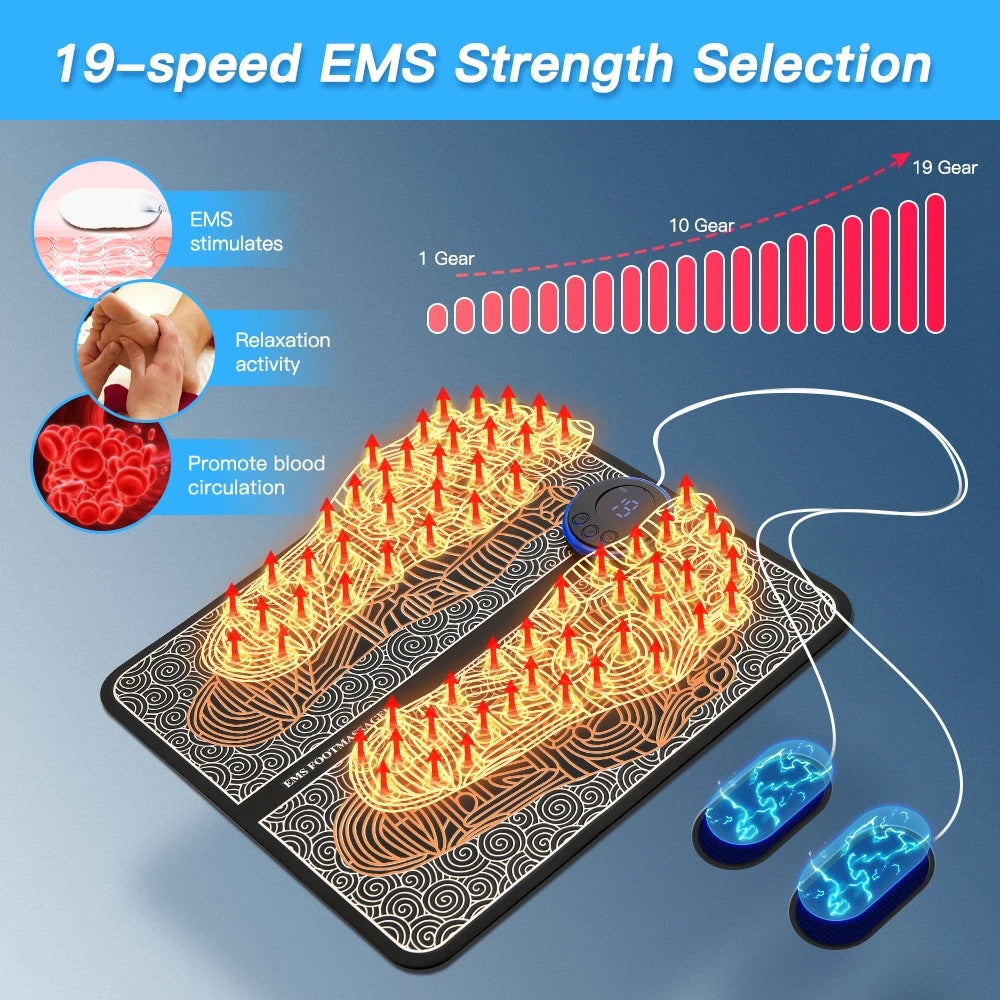 EMS Foot Massager Mat With Neck Patch + 4 Adhesive Pads + Remote Control - Pulse Device for Foot Reflexology, V888-ELOSUNG42366