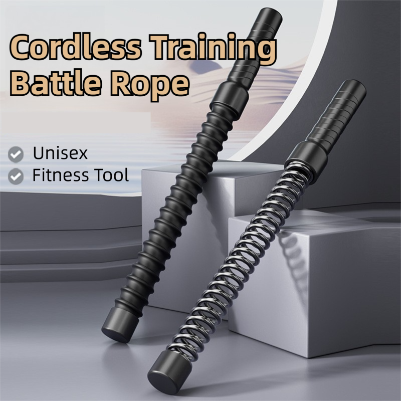 1-Pair Black Cordless Battle Ropes for Strength and Conditioning Training - Professional Muscle Power Workout V888-ELOSUNG42367