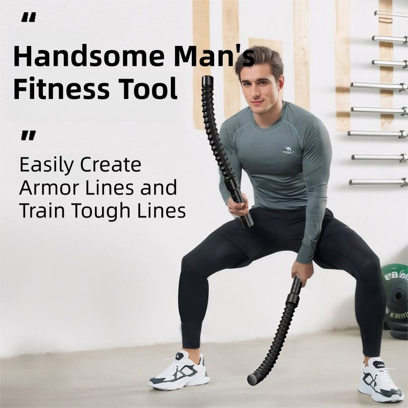 1-Pair Black Cordless Battle Ropes for Strength and Conditioning Training - Professional Muscle Power Workout V888-ELOSUNG42367