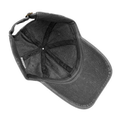 Black Washed Cotton Baseball Cap with Cat Print - Spring/Summer Casual Adjustable Unisex Couple Sun Hat V888-ELOSUNG42368