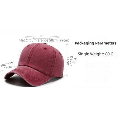 Blue Washed Cotton Baseball Cap with Cat Print - Spring/Summer Casual Adjustable Unisex Couple Sun Hat V888-ELOSUNG42373
