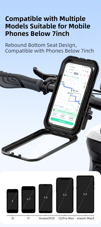 Black Bicycle Waterproof Phone Holder - Handlebar Mount with Sensitive Touch Screen, Anti-Drop & 360 degrees V888-ELOSUNG42375