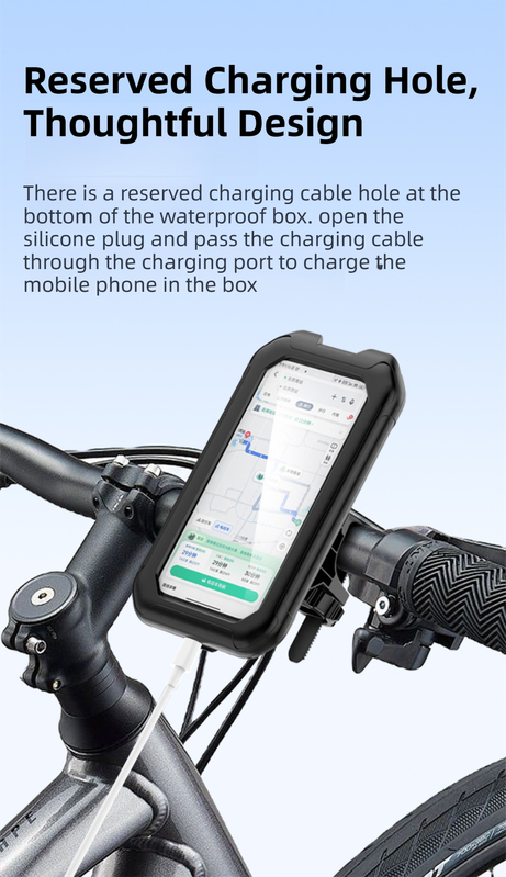 Black Bicycle Waterproof Phone Holder - Handlebar Mount with Sensitive Touch Screen, Anti-Drop & 360 degrees V888-ELOSUNG42375