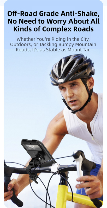 Black Bicycle Waterproof Phone Holder - Handlebar Mount with Sensitive Touch Screen, Anti-Drop & 360 degrees V888-ELOSUNG42375