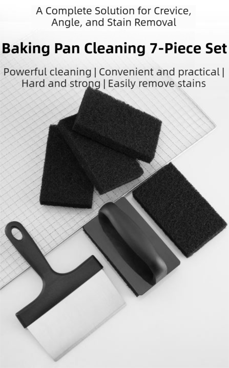 Stainless Steel BBQ Griddle and Grill Cleaning Tool Set - Scraper, 4 Cleaning Pad with TPR Handle Kit for V888-ELOSUNG42388