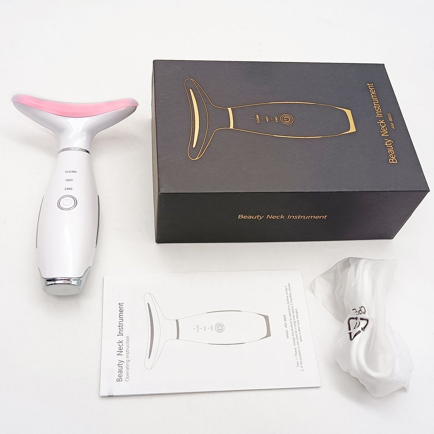 White Color Light Therapy Beauty Tool and Neck Massager - Essence Infusion Device for Lifting, Firming, V888-ELOSUNG42389