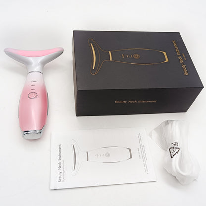 Pink Color Light Therapy Beauty Tool and Neck Massager - Essence Infusion Device for Lifting, Firming, V888-ELOSUNG42390
