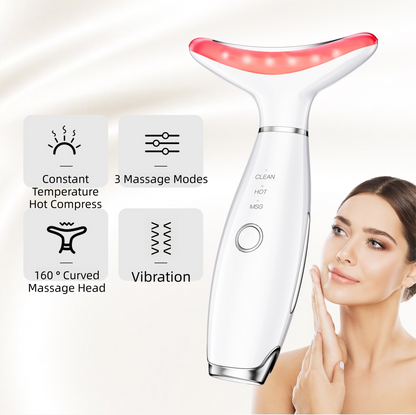 Pink Color Light Therapy Beauty Tool and Neck Massager - Essence Infusion Device for Lifting, Firming, V888-ELOSUNG42390