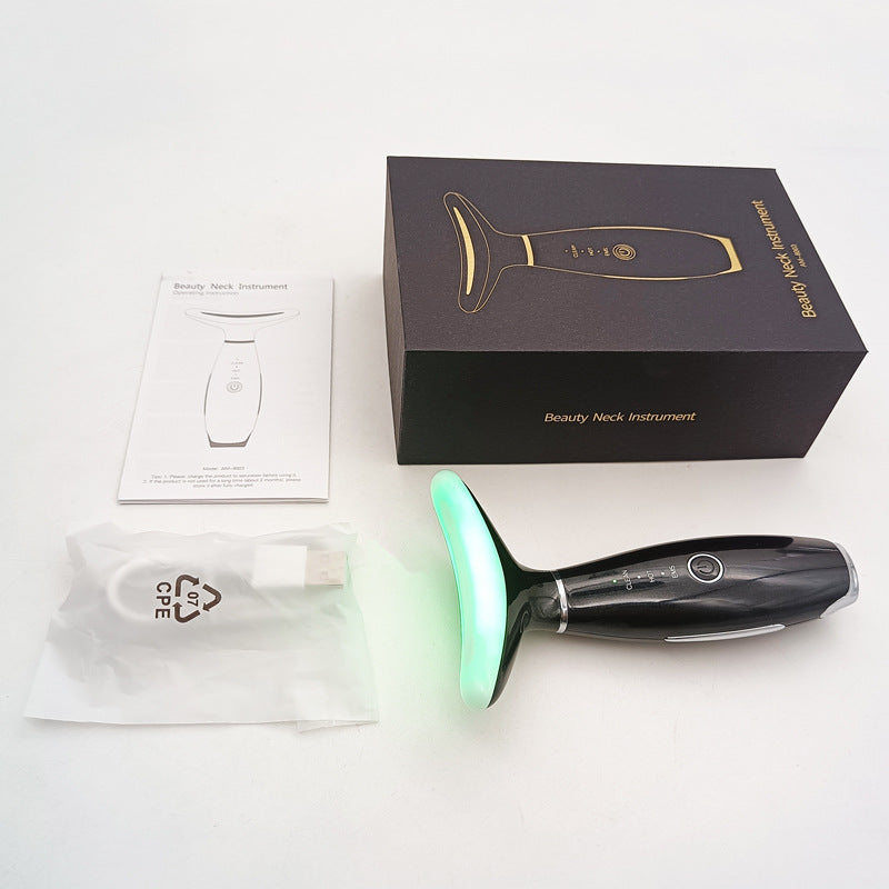 Black Color Light Therapy Beauty Tool and Neck Massager - Essence Infusion Device for Lifting, Firming, V888-ELOSUNG42391