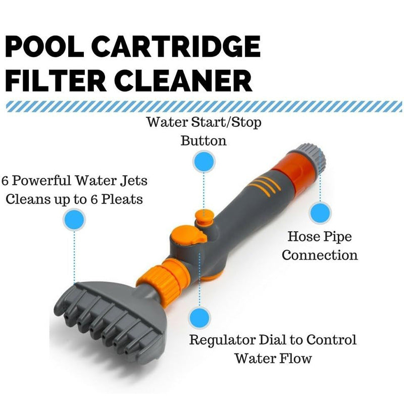 Handheld Pool Filter Cartridge Cleaning Brush - Essential Cleaning Accessory for Swimming Pools and Spas V888-ELOSUNG42407
