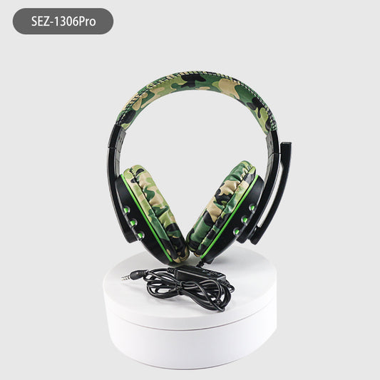 Camouflage Green Over-Ear Wired Gaming Headset with Microphone - Direct Plug-in E-Sports Headphones for PC, V888-ELOSUNG42430