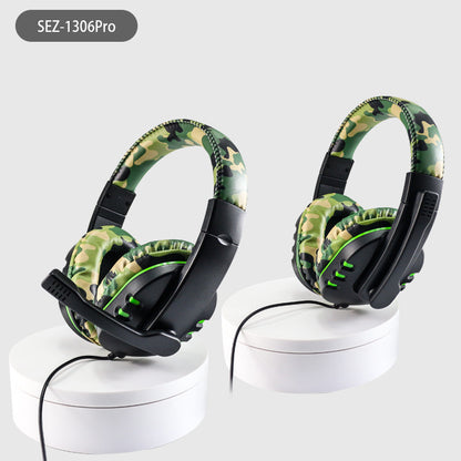 Camouflage Green Over-Ear Wired Gaming Headset with Microphone - Direct Plug-in E-Sports Headphones for PC, V888-ELOSUNG42430