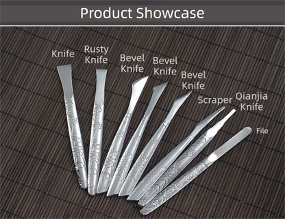 8-Piece Orchid Pattern Stainless Steel Pedicure Tool Set - Precision Tools with Leather Case for Ingrown V888-ELOSUNG42442