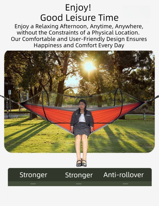 290 x 140CM Professional Nylon Hammock with Integrated Mosquito Net & Sunshade - 2-Person Anti-Rollover V888-ELOSUNG42456