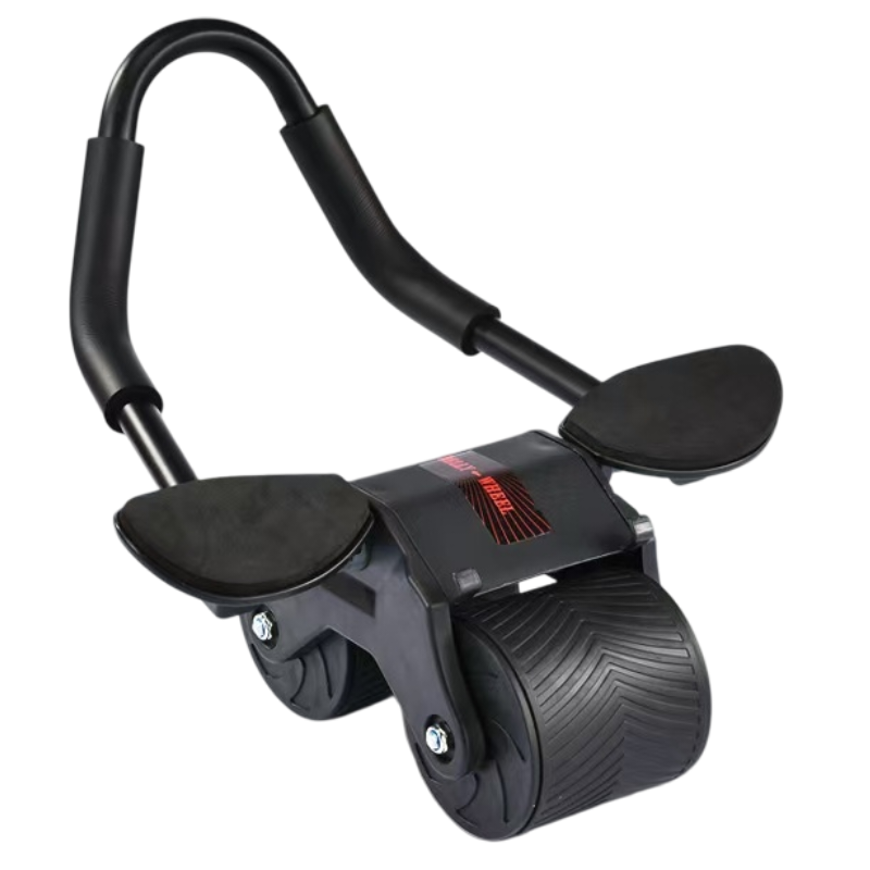 Black Multifunctional Abdominal Roller with Automatic Rebound - Core Strength Trainer with Extra-Wide Double V888-ELOSUNG42463