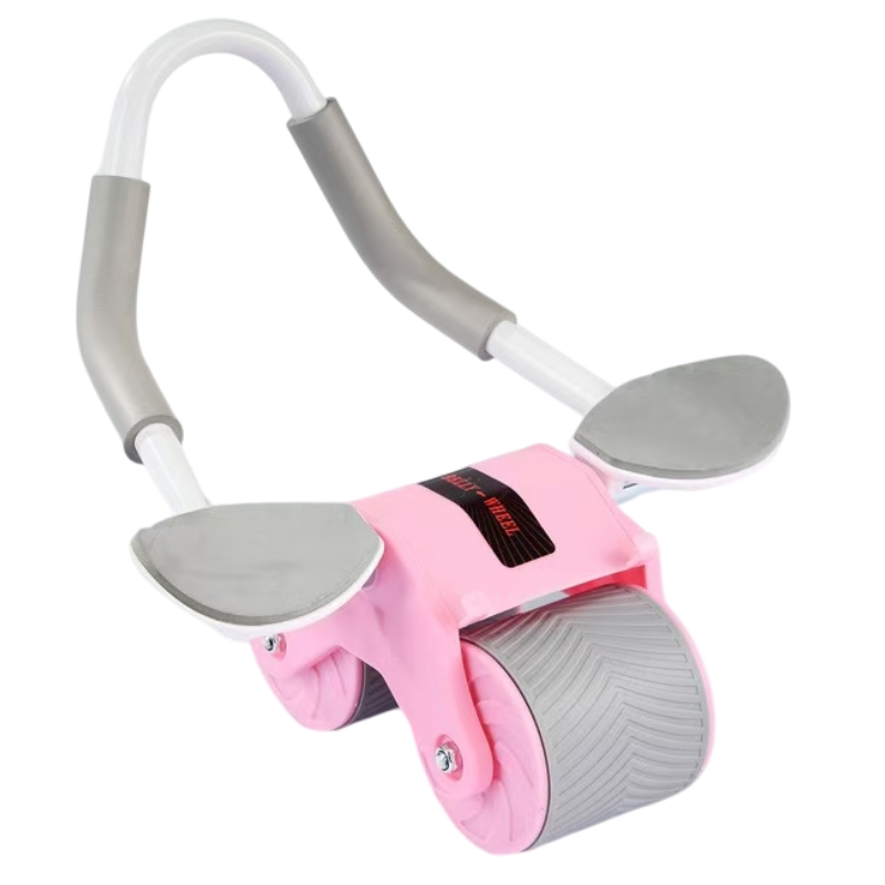 Pink Multifunctional Abdominal Roller with Automatic Rebound - Core Strength Trainer with Extra-Wide Double V888-ELOSUNG42464