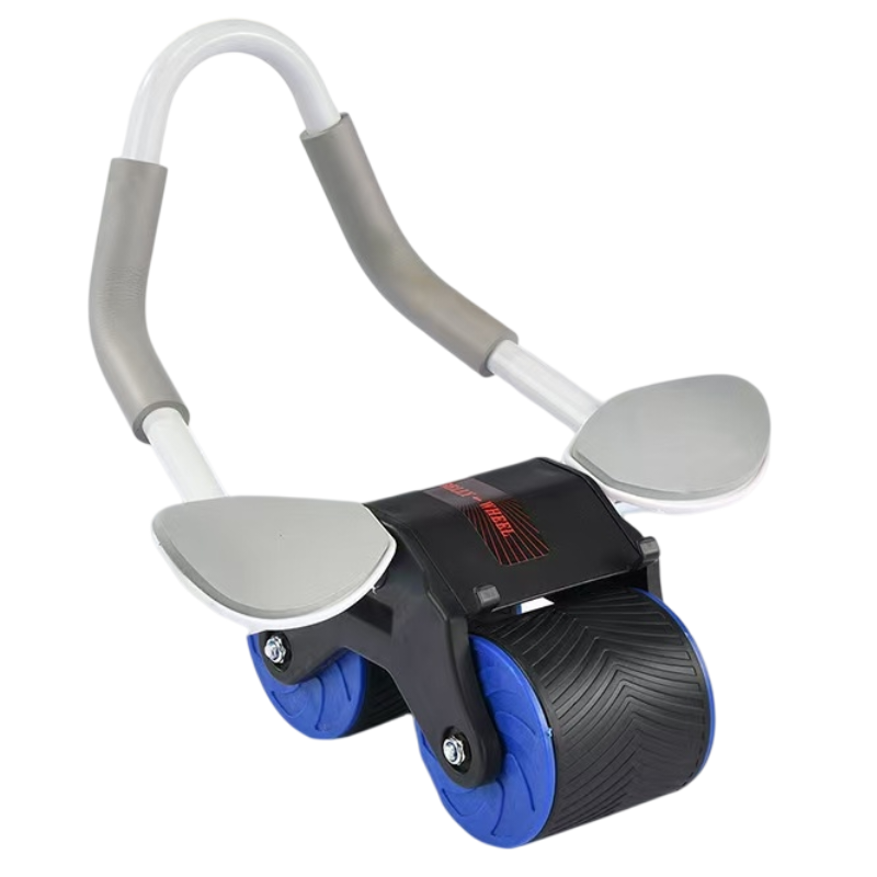 Blue Multifunctional Abdominal Roller with Automatic Rebound - Core Strength Trainer with Extra-Wide Double V888-ELOSUNG42466