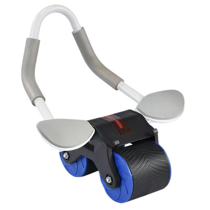 Blue Multifunctional Abdominal Roller with Automatic Rebound - Core Strength Trainer with Extra-Wide Double V888-ELOSUNG42466