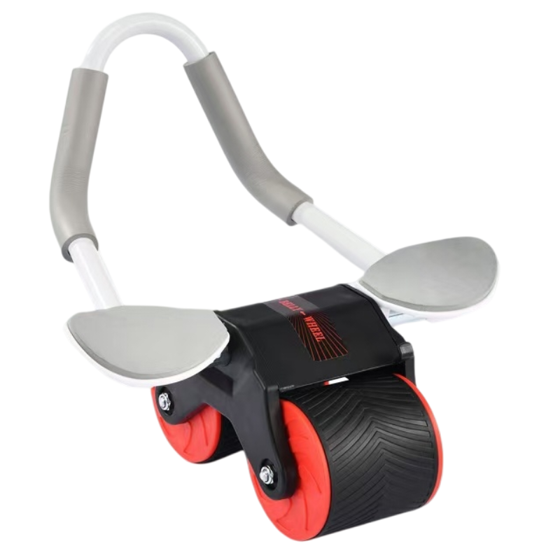 Red Multifunctional Abdominal Roller with Automatic Rebound - Core Strength Trainer with Extra-Wide Double V888-ELOSUNG42467