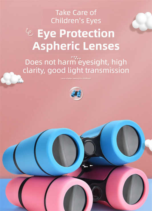 Blue 6X30 Lightweight Kids Binoculars with Non-Slip Colorful Rubber Grips - Educational Outdoor Exploration V888-ELOSUNG42468