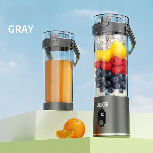 Gray Portable 600ml Wireless Juicer Blender with 12-Leaf Blades - 20,000 RPM High-Speed Smoothie Maker & V888-ELOSUNG42479