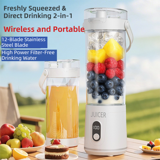 Gray Portable 600ml Wireless Juicer Blender with 12-Leaf Blades - 20,000 RPM High-Speed Smoothie Maker & V888-ELOSUNG42479