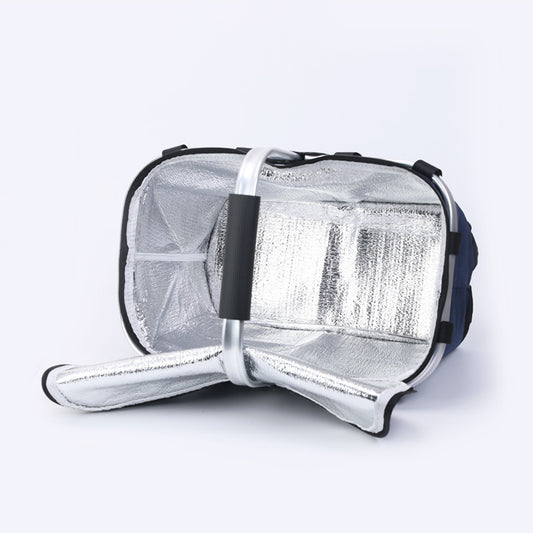 Black Foldable Insulated Picnic Basket With Zipper Lid & Handle - Modern Minimalist Large Capacity Thermal V888-ELOSUNG42480