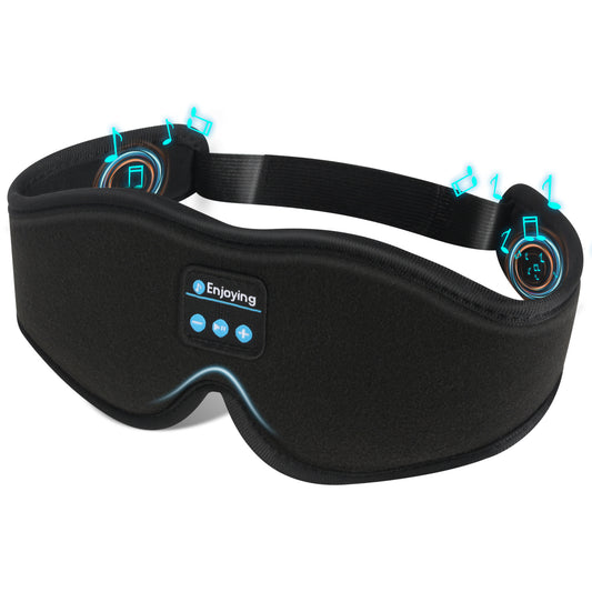 Black 3D Wireless Bluetooth Sleep Mask with Integrated Stereo Headphones - 100% Blackout Memory Foam Eye V888-ELOSUNG42485