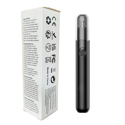 CX-D11 Black Electric Nose Hair Trimmer(12x2.5CM) - High-Speed 360 degrees Rotating Blade, Painless Ear and V888-ELOSUNG42488