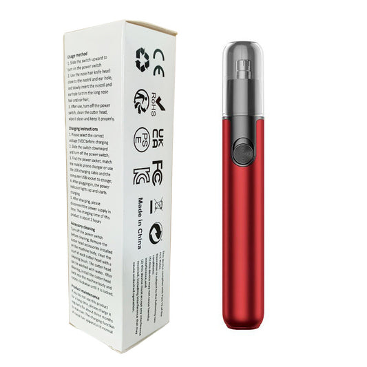 CX-D11 Red Electric Nose Hair Trimmer(12x2.5CM) - High-Speed 360 degrees Rotating Blade, Painless Ear and V888-ELOSUNG42489