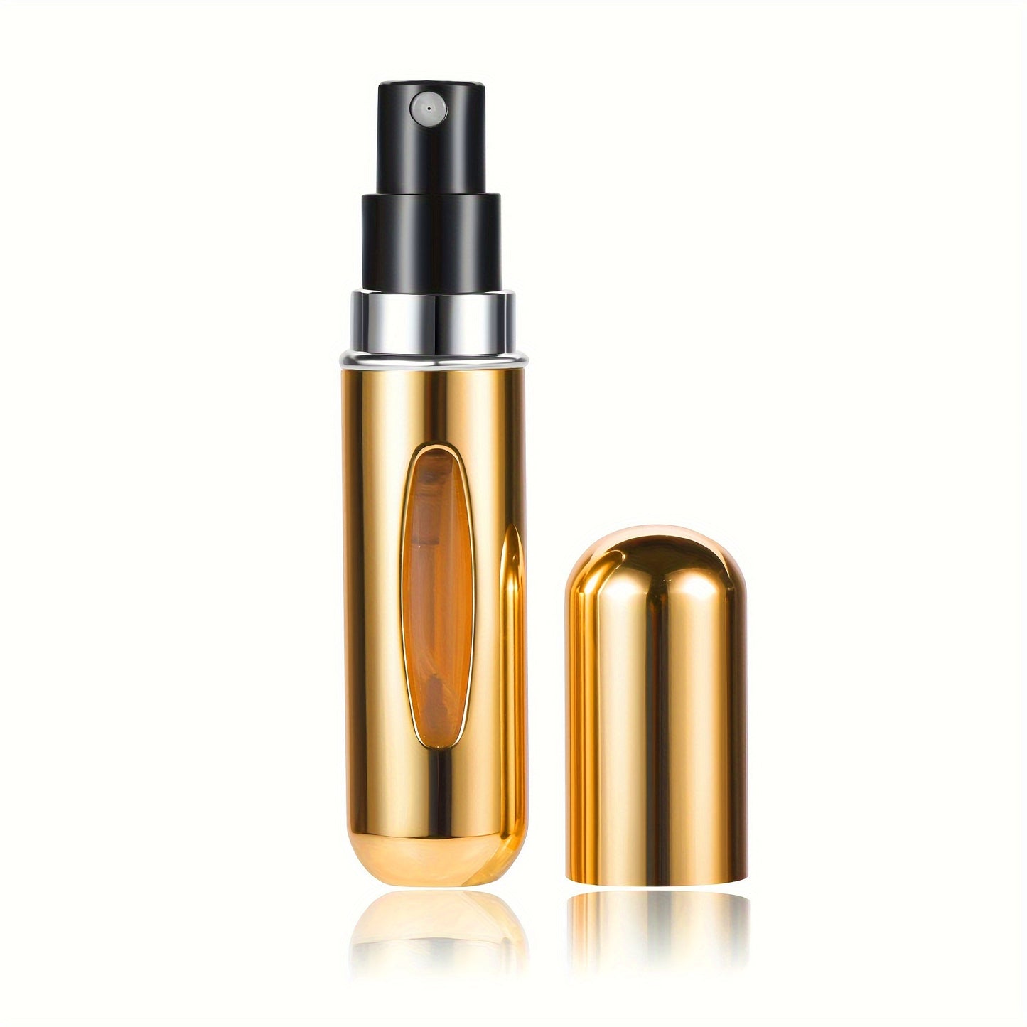 4PCS Gold Portable Perfume Atomizer Bottle(5ML) - Refillable Travel Scent Pump Case, Leak-Proof Aluminum V888-ELOSUNG42491