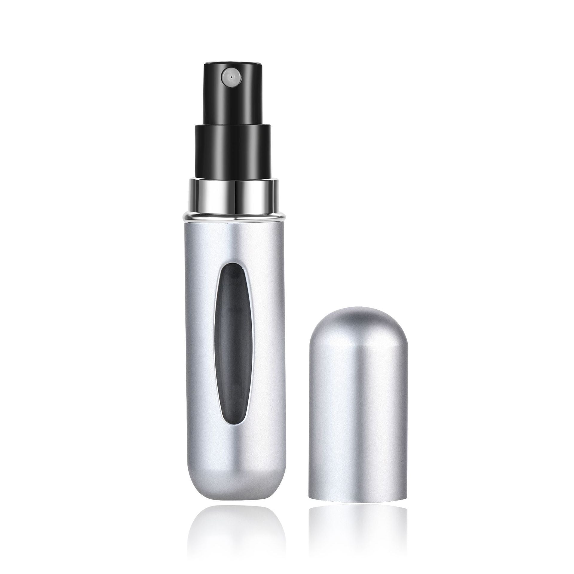 4PCS Sliver Portable Perfume Atomizer Bottle(5ML) - Refillable Travel Scent Pump Case, Leak-Proof Aluminum V888-ELOSUNG42492