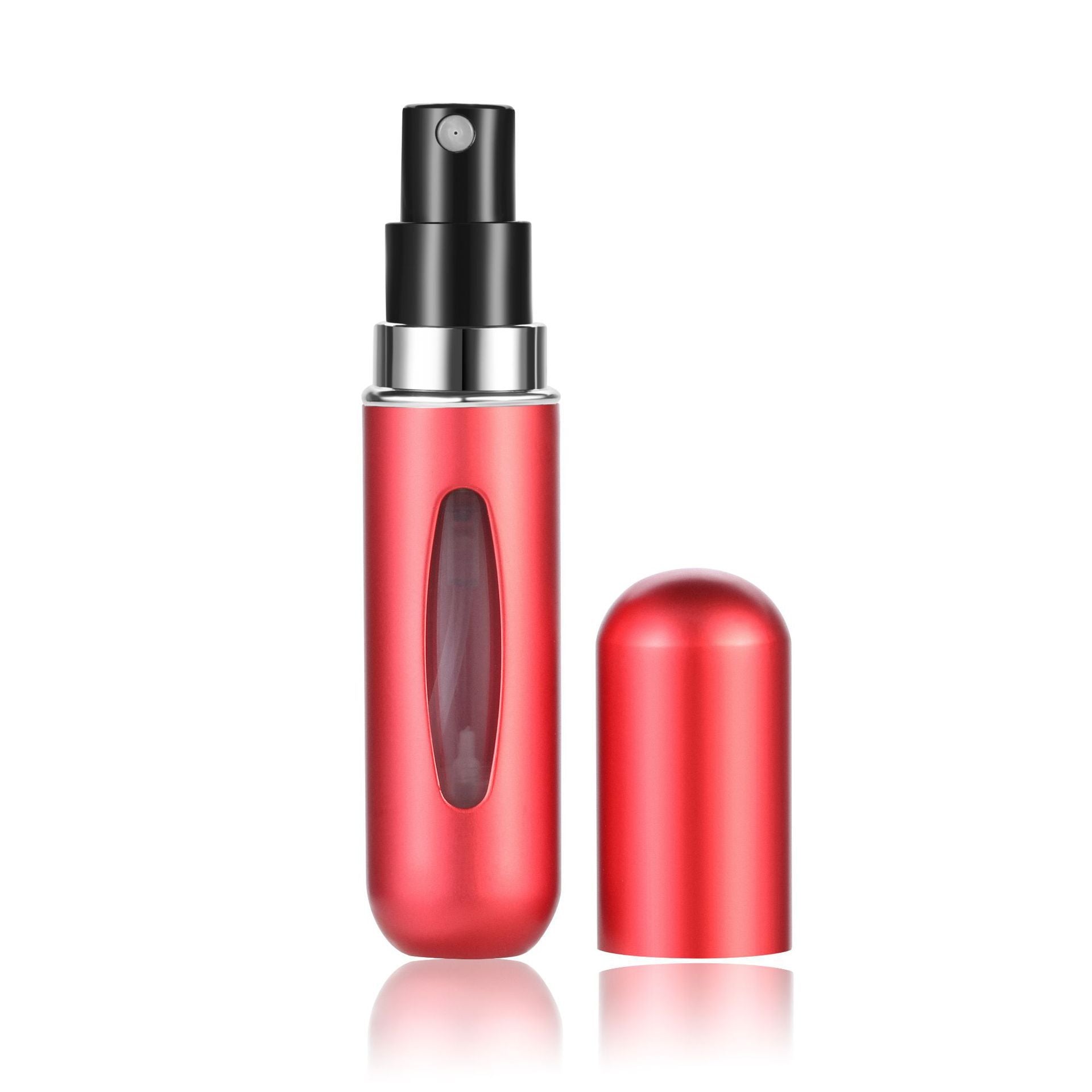 4PCS Red Portable Perfume Atomizer Bottle(5ML) - Refillable Travel Scent Pump Case, Leak-Proof Aluminum Spray V888-ELOSUNG42493