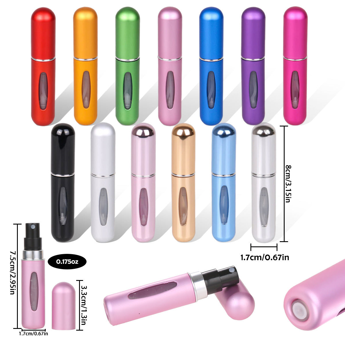 4PCS Red Portable Perfume Atomizer Bottle(5ML) - Refillable Travel Scent Pump Case, Leak-Proof Aluminum Spray V888-ELOSUNG42493
