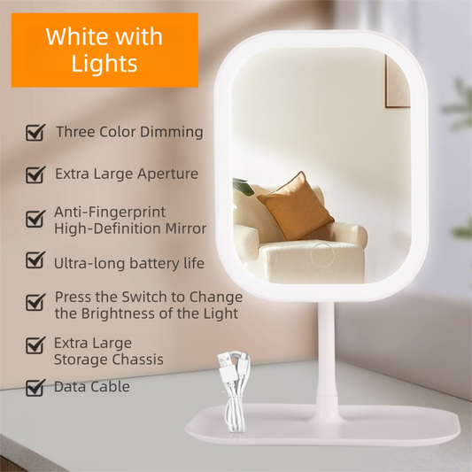 Portable LED Makeup Mirror with Integrated Fill Light & Storage Chassis - 360 degreesRotatable V888-ELOSUNG42496