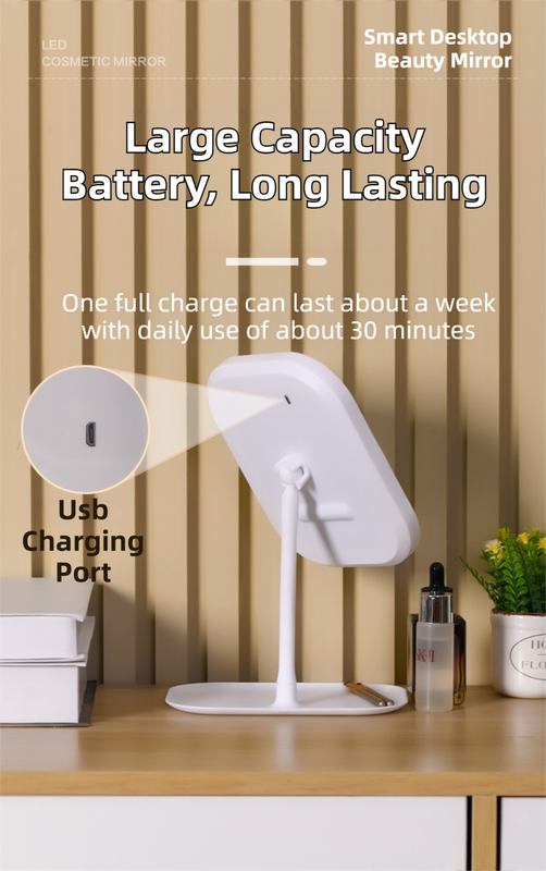 Portable LED Makeup Mirror with Integrated Fill Light & Storage Chassis - 360 degreesRotatable V888-ELOSUNG42496