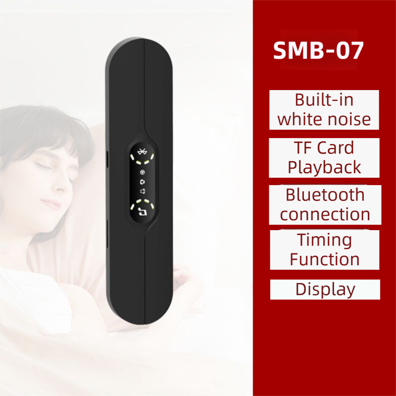 Black SMB-07 Bone Conduction Under-Pillow Speaker - Bluetooth 5.4 Ultra-Thin Sleep Aid Sound Bar with Dual V888-ELOSUNG42498