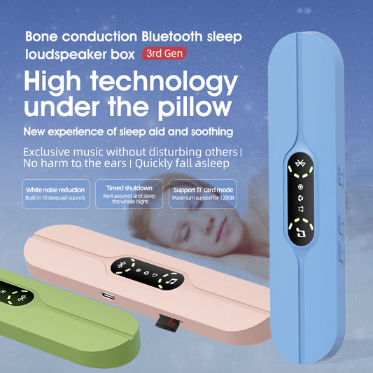 White SMB-07 Bone Conduction Under-Pillow Speaker - Bluetooth 5.4 Ultra-Thin Sleep Aid Sound Bar with Dual V888-ELOSUNG42501