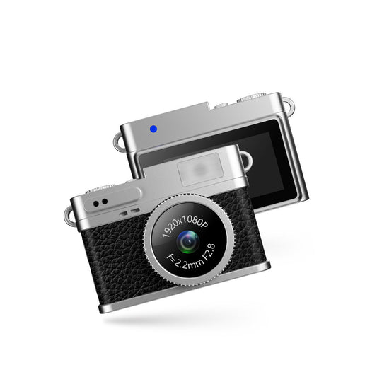 Retro Style Ultra-Mini Thumb Cam for Vlogging (Black) - Portable Digital Photo & Video Recorder with 32GB V888-ELOSUNG42507