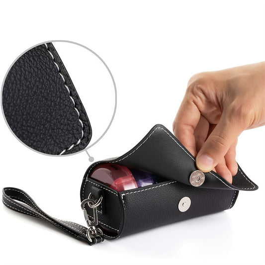 Portable 7-Day Weekly Travel Pill Organizer with Black PU Leather Pouch - 14 Colorful Compartments AM/PM V888-ELOSUNG42513