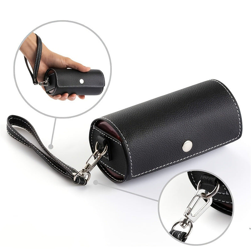 Portable 7-Day Weekly Travel Pill Organizer with Black PU Leather Pouch - 14 Black Compartments AM/PM V888-ELOSUNG42514