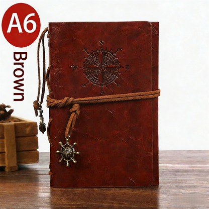 2-Pack A6 Nautical Vintage PU Leather Student Notebook - Pirate Style Strapped Diary with 150 Pages of V888-ELOSUNG42518