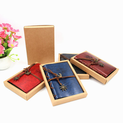 2-Pack A6 Nautical Vintage PU Leather Student Notebook - Pirate Style Strapped Diary with 150 Pages of V888-ELOSUNG42519