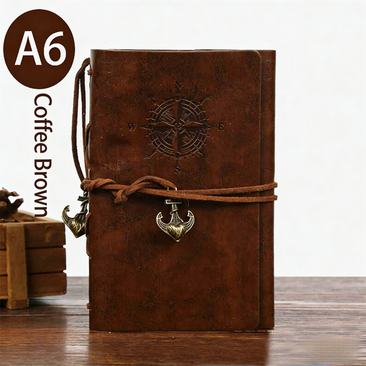 2-Pack A6 Nautical Vintage PU Leather Student Notebook - Pirate Style Strapped Diary with 150 Pages of V888-ELOSUNG42520