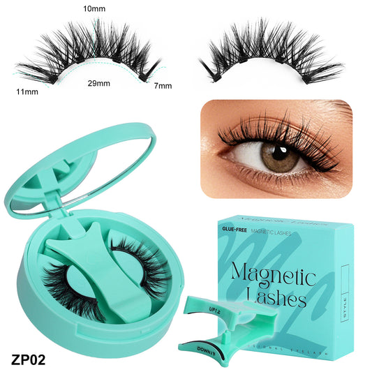 3-Set of 3D Magnetic Eyelash & Applicator (ZP02 4-Piece/Set) - Reusable, Glue-Free, Professional Makeup Tool, V888-ELOSUNG42529