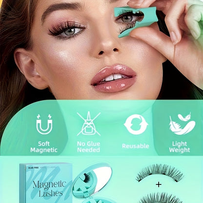 3-Set of 3D Magnetic Eyelash & Applicator (ZP06 4-Piece/Set) - Reusable, Glue-Free, Professional Makeup Tool, V888-ELOSUNG42531